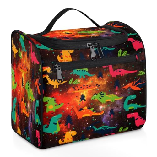 Kosmetiktasche mit Galaxie-Dinosaurier-Motiv, für Damen, Herren, Kinder, Mädchen, Jungen, Dinosaurier-Dinosa, 11,2 l, Kosmetiktasche zum Aufhängen, Kulturbeutel, Toilettenartikel, Organizer, von WowPrint