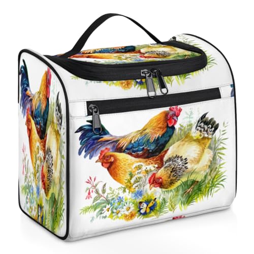 Kosmetiktasche mit Huhn, Hahn, Tiere, für Damen, Herren, Kinder, Mädchen, Jungen, 11,2 l, Kosmetiktasche zum Aufhängen, Kulturbeutel, Kulturbeutel, Toilettenartikel, Organizer, Duschtasche, farbe, von WowPrint