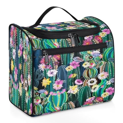 Kosmetiktasche mit Kaktusblumen, Kakteen, Reise-Make-up-Tasche für Damen, Herren, Kinder, Mädchen, Jungen, 11,2 l, Kosmetiktasche, Kulturbeutel, Kulturbeutel, Organizer, Duschtasche, farbe, 11.2L, von WowPrint