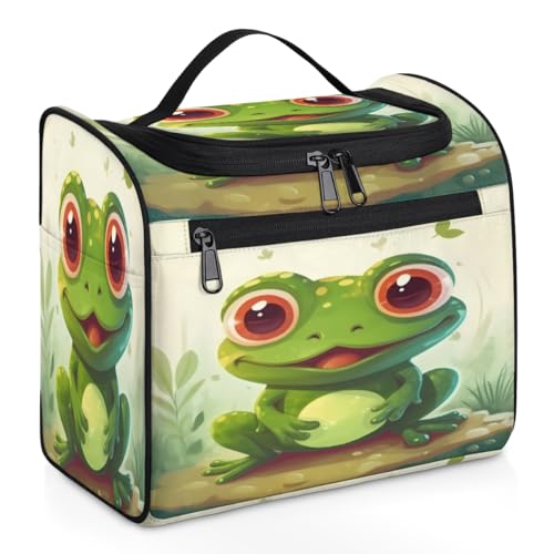 Kosmetiktasche mit niedlichem Cartoon-Frosch-Motiv, für Damen, Herren, Kinder, Mädchen, Jungen, 11,2 l, Kosmetiktasche, Kulturbeutel, Kulturbeutel, Organizer, Duschtasche, farbe, 11.2L, von WowPrint