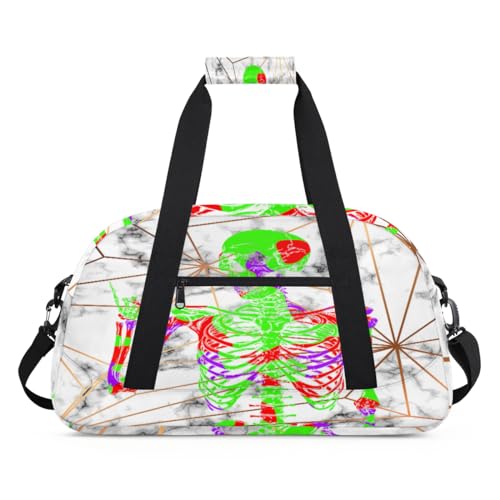 Kreative Goth Skull Kinder Duffel Taschen für Mädchen Jungen, Skul Marmor Übernachtung Weekender Reisetasche 24L Sport Gym Duffel Bag Praxis Tote Tragetasche, farbe, (24L) UK, Taschen-Organizer von WowPrint