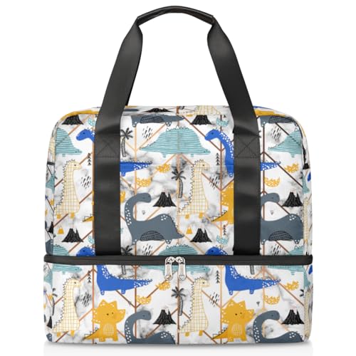 Kreative Kunst Marmor Sport Duffle Bag für Frauen Männer Jungen Kirls Marmor Dinosaurier Wochenende Übernachtung Taschen Nass Getrennt 21L Tragetasche für Reisen Gym Yoga, farbe, 21L, von WowPrint