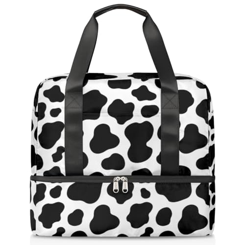 Kuhhaut Druck Sport Duffle Bag für Damen Herren Jungen Kirls Kuh Tiere Wochenende Übernachtung Taschen Nass Getrennt 21L Tragetasche für Reisen Gym Yoga, farbe, 21L, Taschen-Organizer von WowPrint