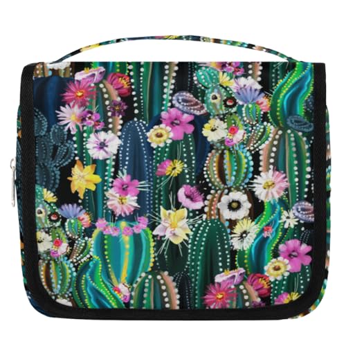 Kulturbeutel für Damen, Herren, Kinder, Mädchen, Jungen, Blumenkaktus, Make-up-Kosmetiktasche, hängende Kulturbeutel, Kulturbeutel, Toilettenartikel, Organizer, Duschtasche, farbe, 4.5 L, von WowPrint