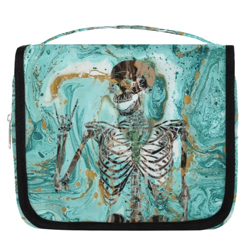 Kulturbeutel für Damen, Herren, Kinder, Mädchen, Jungen, Marmor-Totenkopf-Make-up-Kosmetiktasche, hängende Kulturbeutel, Kulturbeutel, Organizer, Duschtasche, farbe, 4.5 L, Taschen-Organizer von WowPrint