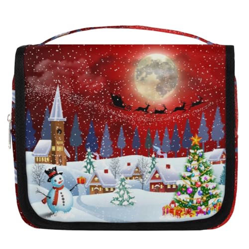 Kulturbeutel mit Aufschrift "Merry Christmas", für Damen, Herren, Kinder, Mädchen, Jungen, Weihnachten, Urlaub, Make-up-Kosmetiktasche, hängende Kulturbeutel, Toilettenartikel, Organizer, Duschtasche, von WowPrint