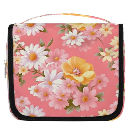 Kulturbeutel mit Gänseblümchen-Motiv, für Damen, Herren, Kinder, Mädchen, Jungen, Make-up-Kosmetiktasche, hängende Waschtasche, Kulturbeutel, Organizer, Duschtasche, farbe, 4.5 L, Taschen-Organizer von WowPrint