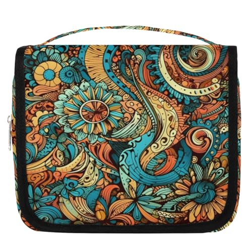 Kulturbeutel mit Kunstblumen, bunt, für Damen, Herren, Kinder, Mädchen, Jungen, Make-up-Kosmetiktasche, hängende Kulturbeutel, Kulturbeutel, Organizer, Duschtasche, farbe, 4.5 L, Taschen-Organizer von WowPrint