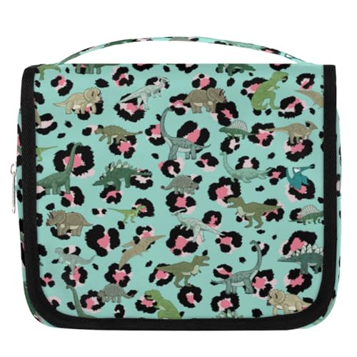 Kulturbeutel mit Leopardenmuster, für Damen, Herren, Kinder, Mädchen, Jungen, Dinosaurier, Make-up-Kosmetiktasche, zum Aufhängen, Kulturbeutel, Kulturbeutel, Organizer, Duschtasche, farbe, 4.5 L, von WowPrint