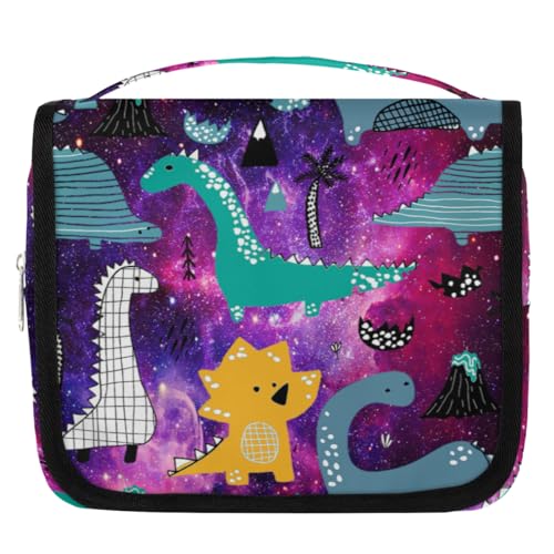 Kulturbeutel mit Tier-Dinosaurier-Galaxie, für Damen, Herren, Kinder, Mädchen, Jungen, Dinosaurier-Druck, Make-up-Kosmetiktasche, hängende Kulturbeutel, Kulturbeutel, Organizer, Duschtasche, farbe, von WowPrint