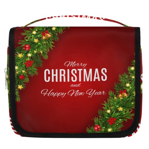 Kulturbeutel mit Weihnachtsmotiv aus Kiefernblättern, für Damen, Herren, Kinder, Mädchen, Jungen, Neujahr, Weihnachten, Make-up-Kosmetiktasche, hängende Kulturbeutel, Kulturbeutel, Organizer, von WowPrint