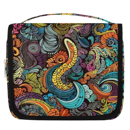 Kulturbeutel mit abstrakter Kunst, Blumenmuster, für Damen, Herren, Kinder, Mädchen, Jungen, Make-up-Kosmetiktasche, hängende Kulturbeutel, Kulturbeutel, Organizer, Duschtasche, farbe, 4.5 L, von WowPrint