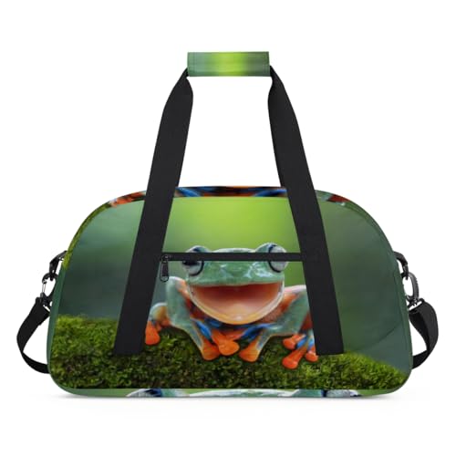 Lachender Baumfrosch Kinder-Seesack für Mädchen Jungen, Übernachtung Weekender Reisetasche 24L Sport Gym Duffel Bag Praxis Tote Tragetasche, farbe, (24L) UK, Taschen-Organizer von WowPrint