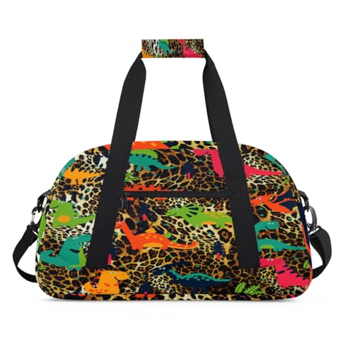 Leopard Skin Kinder Duffel Taschen für Mädchen Jungen, Leopard Funny Dinosa Overnight Weekender Reisetasche 24L Sport Gym Duffel Bag Praxis Tote Tragetasche, farbe, (24L) UK, Taschen-Organizer von WowPrint