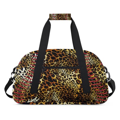 Leopard Softball Prints Kinder Duffel Taschen für Mädchen Jungen, Giraffe Leopard Overnight Weekender Reisetasche 24L Sport Gym Duffel Bag Praxis Tote Tragetasche, farbe, (24L) UK, Taschen-Organizer von WowPrint