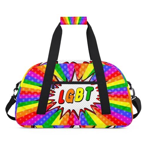 Lesbische LGBT-Flagge Kinder Duffel Taschen für Mädchen Jungen, Übernachtung Weekender Reisetasche 24L Sport Gym Duffel Bag Praxis Tote Tragetasche, farbe, (24L) UK, Taschen-Organizer von WowPrint