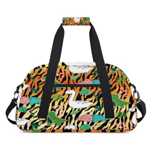 Lustige Dinosaurier-Kinder-Seesäcke für Mädchen und Jungen, Tigerhaut, Dinosa über Nacht, Wochenend-Reisetasche, 24 l, Sport, Fitnessstudio, Sporttasche, Trainingstasche, farbe, (24L) UK, von WowPrint