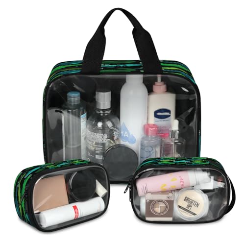 Lustige Dinosaurier-Reise-Make-up-Tasche für Damen und Herren, Cartoon-Dinosa, durchscheinende Kosmetiktaschen, 3 Stück, große Duschtasche, Kulturbeutel, Kosmetik, Toilettenartikel, Organizer, farbe, von WowPrint