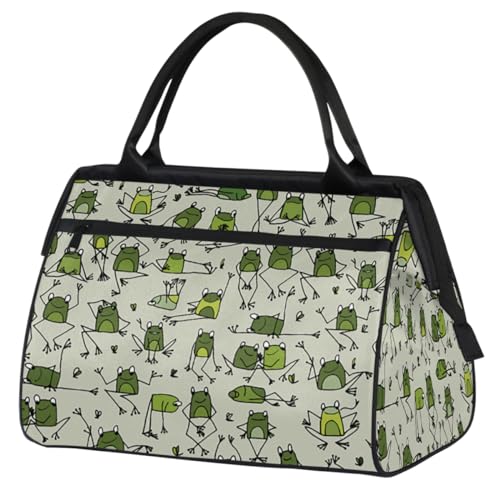 Lustige Frosch-Muster-Reisetasche für Damen, Herren, Kinder, Mädchen, Frosch-Design, Wochenend-Übernachtungstaschen, 24 l, Reisetasche für Sport, Fitnessstudio, Yoga, farbe, (24L) UK, von WowPrint