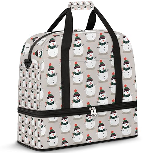 Lustige Schneemann Reise Duffle Bag für Damen Herren Weihnachten Schneemann Wochenende Übernachtung Taschen Faltbare Nass Getrennt 47L Tragetasche für Sport Gym Yoga, farbe, 47 L, Taschen-Organizer von WowPrint