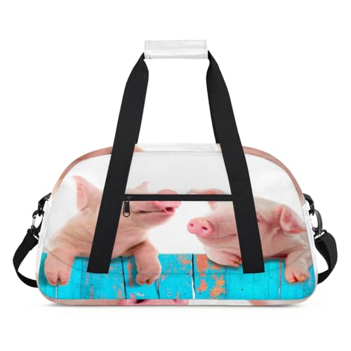 Lustige Schwein Kinder Duffel Taschen für Mädchen Jungen, Schwein Übernachtung Weekender Reisetasche 24L Sport Gym Duffel Bag Praxis Tote Tragetasche, farbe, (24L) UK, Taschen-Organizer von WowPrint