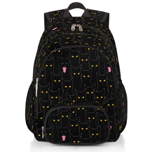 Lustiger Katzenrucksack, große Kapazität, Schulrucksack, schwarze Katzen, Rucksack, Wandern, Reisen, lässiger Laptop-Tagesrucksack für Kinder, Jungen, Mädchen, Männer, Frauen, farbig, XXL Lustiger Katzenrucksack, große Kapazität, Schulrucksack, schwarze Katzen, Rucksack, Wandern, Reisen, lässiger Laptop-Tagesrucksack für Kinder, Jungen, Mädchen, Männer, Frauen, farbig, XXL von WowPrint