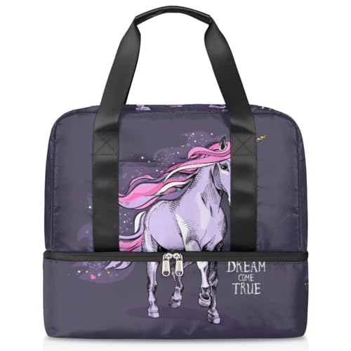 Magical Horse Unicorn Sports Duffle Bag for Women Men Boys Kirls Unicorn Weekend Overnight Bags Wet Separated 21L Tote Bag for Travel Gym Yoga, farbe, 21L, Taschen-Organizer von WowPrint