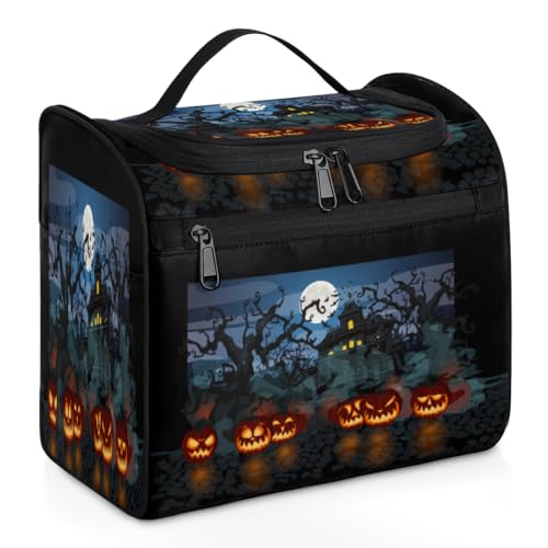 Make-up-Tasche mit Halloween-Thema, für Damen, Herren, Kinder, Mädchen, Jungen, 11,2 l, Kosmetiktasche zum Aufhängen, Kulturbeutel, Toilettenartikel, Organizer, Duschtasche, farbe, 11.2L, von WowPrint