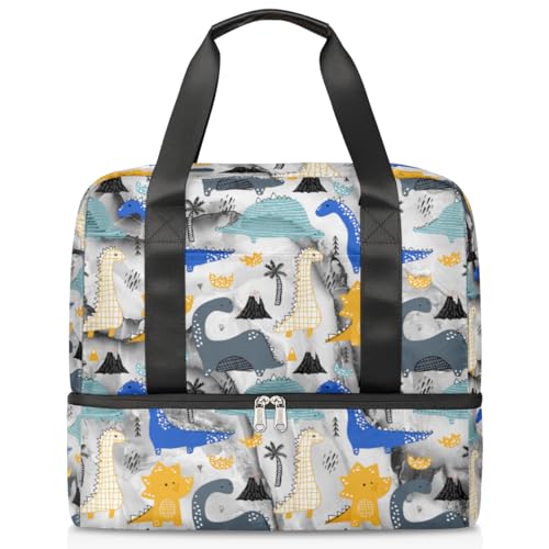 Marble Art Sports Duffle Bag for Women Men Boys Kirls Marble Dinosaur Design Weekend Overnight Bags Wet Separated 21L Tote Bag for Travel Gym Yoga, farbe, 21L, Taschen-Organizer von WowPrint