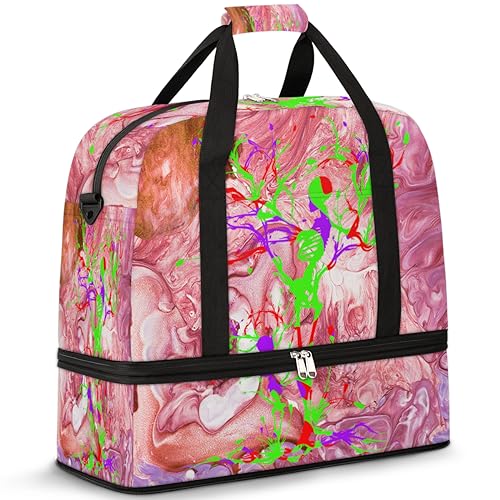 Marble Skull Tree Travel Duffle Bag for Women Men Marble Weekend Overnight Bags Foldable Wet Separated 47L Tote Bag for Sports Gym Yoga, farbe, 47 L, Taschen-Organizer von WowPrint