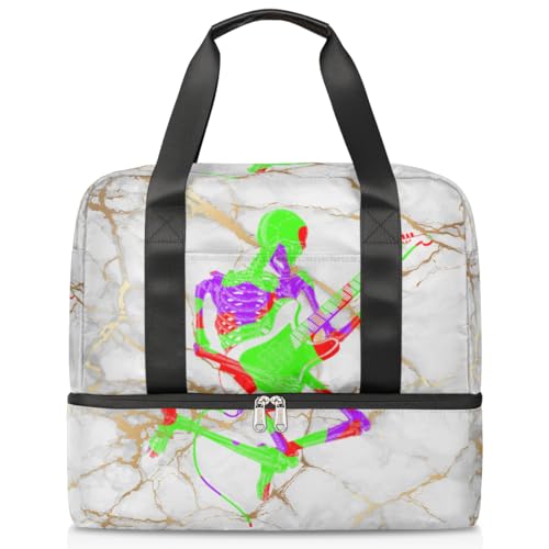 Marble Texture Skull Rock Sports Duffle Bag for Women Men Boys Kirls Marble Weekend Overnight Bags Wet Separated 21L Tote Bag for Travel Gym Yoga, farbe, 21L, Taschen-Organizer von WowPrint