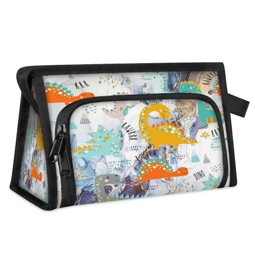 Marmor Cartoon Dinosaurier Reise Make-up Tasche für Frauen Männer Kinder Mädchen Jungen Abstrakte Marmor Multifunktions Waschen Beutel Kulturbeutel Kosmetiktasche Dusche Tasche Organizer, farbe, L, von WowPrint