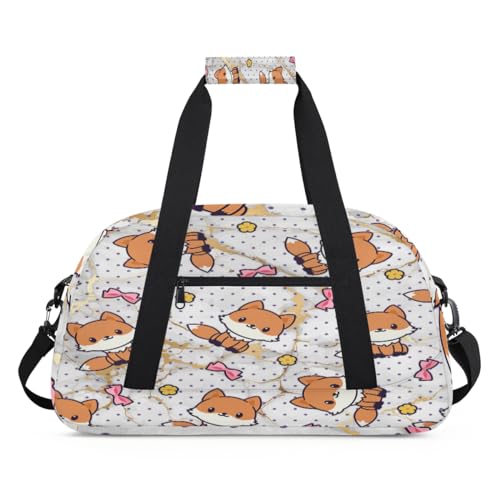 Marmor Cartoon Fuchs Kinder Duffel Taschen für Mädchen Jungen, Fuchs Niedlich Übernachtung Weekender Reisetasche 24L Sport Gym Duffel Bag Praxis Tote Tragetasche, farbe, (24L) UK, Taschen-Organizer von WowPrint