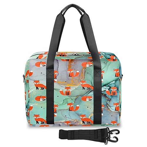 Marmor Design Fuchs Reisetasche für Damen Herren Marmor Wochenende Übernachtung Taschen 32 L Große Reisetasche Tragetasche für Sport Gym Yoga, farbe, 32 L, Taschen-Organizer von WowPrint