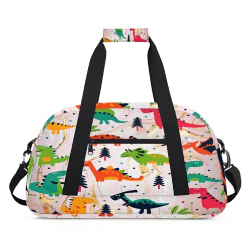 Marmor Dinosaurier Kinder Duffel Taschen für Mädchen Jungen, Lustige Dinosaurier Übernachtung Weekender Reisetasche 24L Sport Gym Duffel Bag Praxis Tote Tragetasche, farbe, (24L) UK, Taschen-Organizer von WowPrint