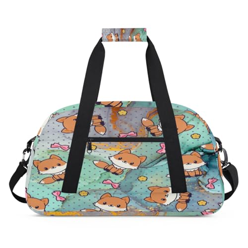 Marmor Fuchs Druck Kinder Duffel Taschen für Mädchen Jungen, Marmor Kunst Übernachtung Weekender Reisetasche 24L Sport Gym Duffel Bag Praxis Tote Tragetasche, farbe, (24L) UK, Taschen-Organizer von WowPrint