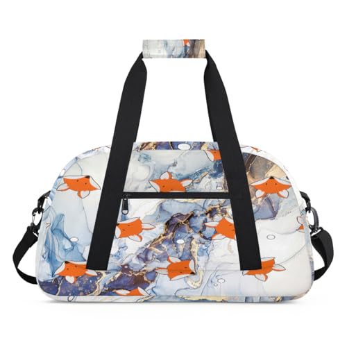 Moderne Kunst Marmor Kinder Duffel Taschen für Mädchen Jungen, Marmor Fuchs Übernachtung Weekender Reisetasche 24L Sport Gym Duffel Bag Praxis Tote Tragetasche, farbe, (24L) UK, Taschen-Organizer von WowPrint