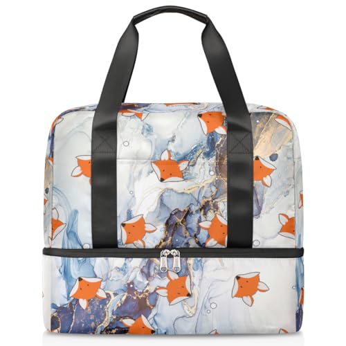 Moderne Kunst Marmor Sport Duffle Bag für Frauen Männer Jungen Kirls Marmor Fox Wochenende Übernachtung Taschen Nass Getrennt 21L Tragetasche für Reisen Gym Yoga, farbe, 21L, Taschen-Organizer von WowPrint