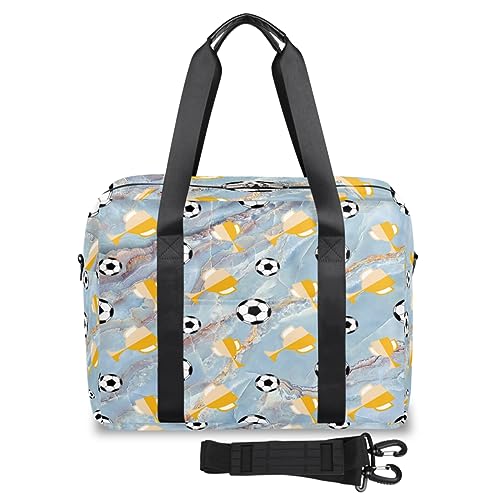 Moderne Marmor-Reisetasche für Damen und Herren, Marmor-Fußball-Trophäe, Wochenende, Übernachtungstaschen, 32 l, große Reisetasche, Tragetasche für Sport, Fitnessstudio, Yoga, farbe, 32 L, von WowPrint