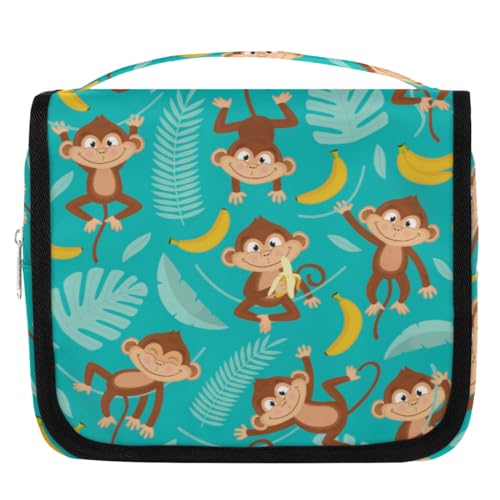 Monkey Banana Reise-Kulturbeutel für Damen, Herren, Kinder, Mädchen, Jungen, lustige Make-up-Kosmetiktasche, hängende Waschtasche, Toilettenartikel, Organizer, Duschtasche, farbe, 4.5 L, von WowPrint