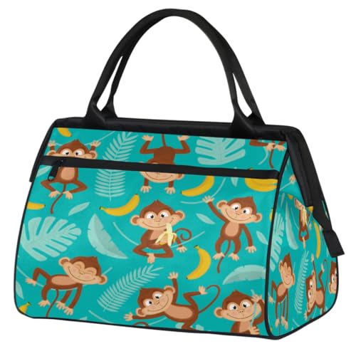 Monkey Banana Reisetasche für Damen Herren Kinder Mädchen Affe Lustige Wochenende Übernachtung Taschen 24 L Reisetasche Tragetasche für Sport Gym Yoga, farbe, (24L) UK, Taschen-Organizer von WowPrint