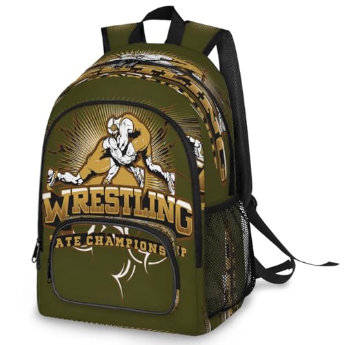 Multifunktionaler Rucksack mit Wrestling-Sport-Design, groß, für Schule, Büchertasche, Rucksack, Reisen, lässig, Laptop, Tagesrucksack für Kinder, Jungen, Mädchen, Männer, Frauen, farbig, Big Multifunktionaler Rucksack mit Wrestling-Sport-Design, groß, für Schule, Büchertasche, Rucksack, Reisen, lässig, Laptop, Tagesrucksack für Kinder, Jungen, Mädchen, Männer, Frauen, farbig, Big von WowPrint