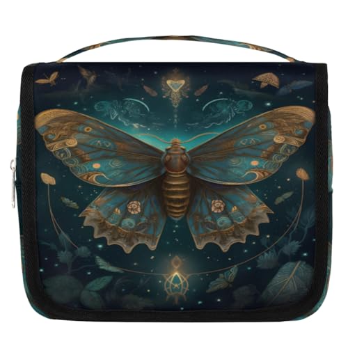 Mystic Ethnischer Schmetterlings-Reise-Kulturbeutel für Damen, Herren, Kinder, Mädchen, Jungen, Make-up-Kosmetiktasche, hängende Kulturbeutel, Kulturbeutel, Organizer, Duschtasche, farbe, 4.5 L, von WowPrint