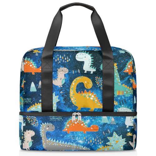 Nebula Funny Dinosaur Sports Duffle Bag for Women Men Boys Kirls Dinosa Design Weekend Overnight Bags Wet Separated 21L Tote Bag for Travel Gym Yoga, farbe, 21L, Taschen-Organizer von WowPrint