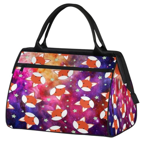 Nebula Galaxy Reisetasche für Damen, Herren, Kinder, Mädchen, Galaxie, niedlicher Fuchs, Wochenend-Übernachtungstaschen, 24 l, Reisetasche für Sport, Fitnessstudio, Yoga, farbe, (24L) UK, von WowPrint