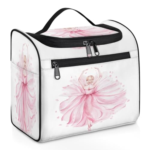 Niedliche Ballerina-Reise-Make-up-Tasche für Damen, Herren, Kinder, Mädchen, Jungen, Ballerina, 11,2 l, Kosmetiktasche zum Aufhängen, Kulturbeutel, Kulturbeutel, Organizer, Duschtasche, farbe, 11.2L, von WowPrint