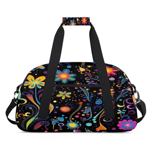 Niedliche Blume Bunte Floral Kinder Duffel Taschen für Mädchen Jungen, Übernachtung Wochenender Reisetasche 24L Sport Gym Duffel Bag Praxis Tote Tragetasche, farbe, (24L) UK, Taschen-Organizer von WowPrint