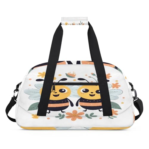 Niedliche Cartoon-Biene Blume Kinder Duffel Taschen für Mädchen Jungen, Übernachtung Weekender Reisetasche 24L Sport Gym Duffel Bag Praxis Tote Tragetasche, farbe, (24L) UK, Taschen-Organizer von WowPrint