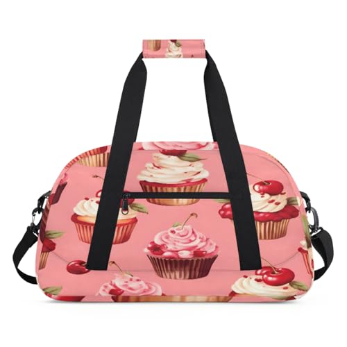 Niedliche Kinder-Seesack mit Cupcake-Kirschen für Mädchen und Jungen, Reisetasche für Übernachtung, Wochenend-Reisetasche, 24 l, Sporttasche, Sporttasche, Tragetasche, farbe, (24L) UK, von WowPrint