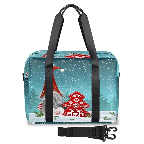 Niedliche Weihnachtselfe Zwerg Reisetasche für Damen Herren Winter Weihnachten Wochenende Übernachtung Taschen 32 L Große Reisetasche Tragetasche für Sport Gym Yoga, farbe, 32 L, Taschen-Organizer von WowPrint